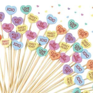 SALE! 100 Piece Conversation Heart Charcuterie Picks-Valentine Party Picks